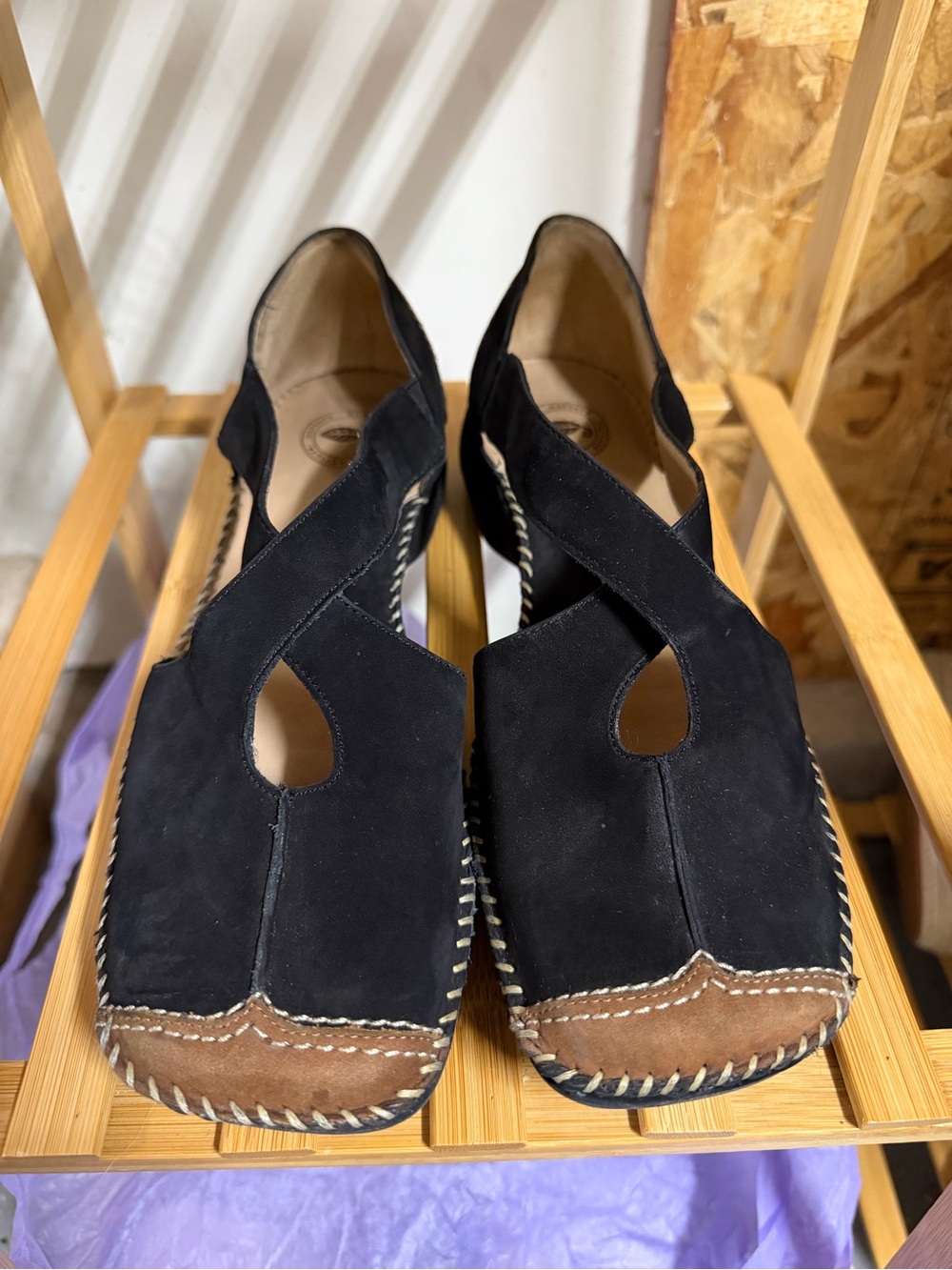 Nurture by Lamaze Black and Brown Suede Slip-On Comfort Shoes